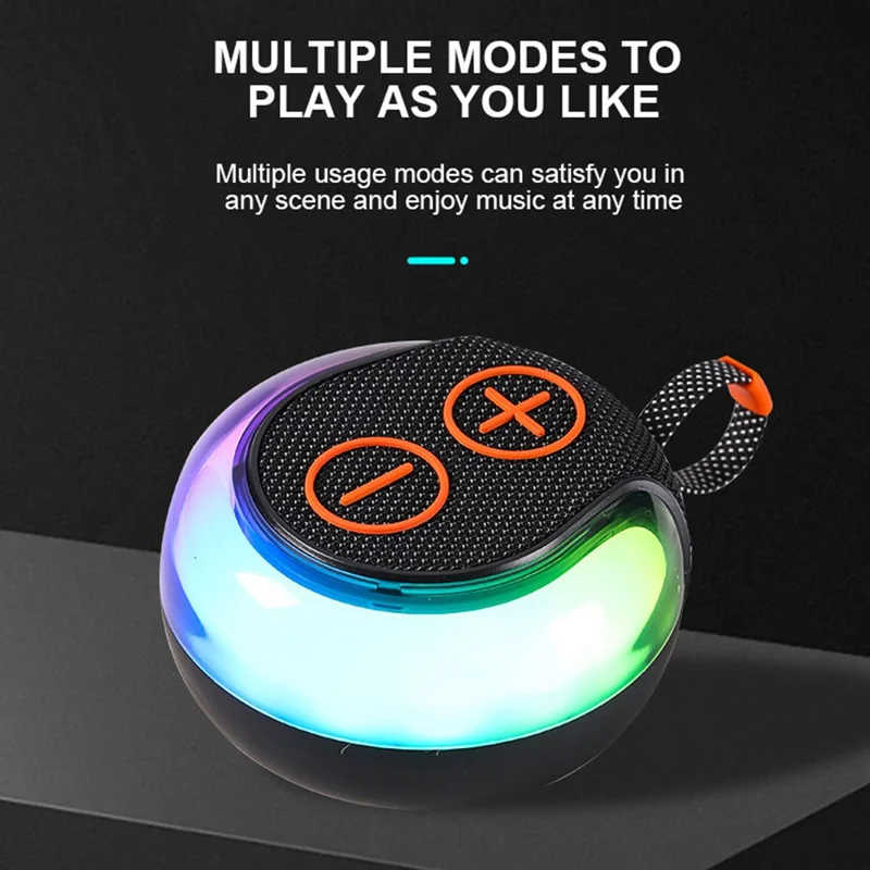 Portable RGB Light Round Bluetooth-compatible Speaker Outdoor Desktop Wireless TWS Subwoofer - Blue