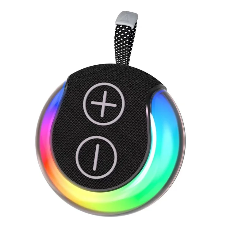 Portable RGB Light Round Bluetooth-compatible Speaker Outdoor Desktop Wireless TWS Subwoofer - Black