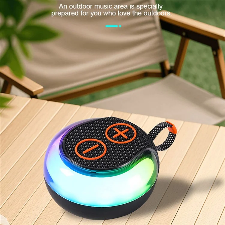 Portable RGB Light Round Bluetooth-compatible Speaker Outdoor Desktop Wireless TWS Subwoofer - Black