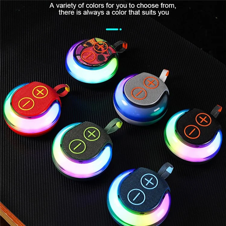 Portable RGB Light Round Bluetooth-compatible Speaker Outdoor Desktop Wireless TWS Subwoofer - Black