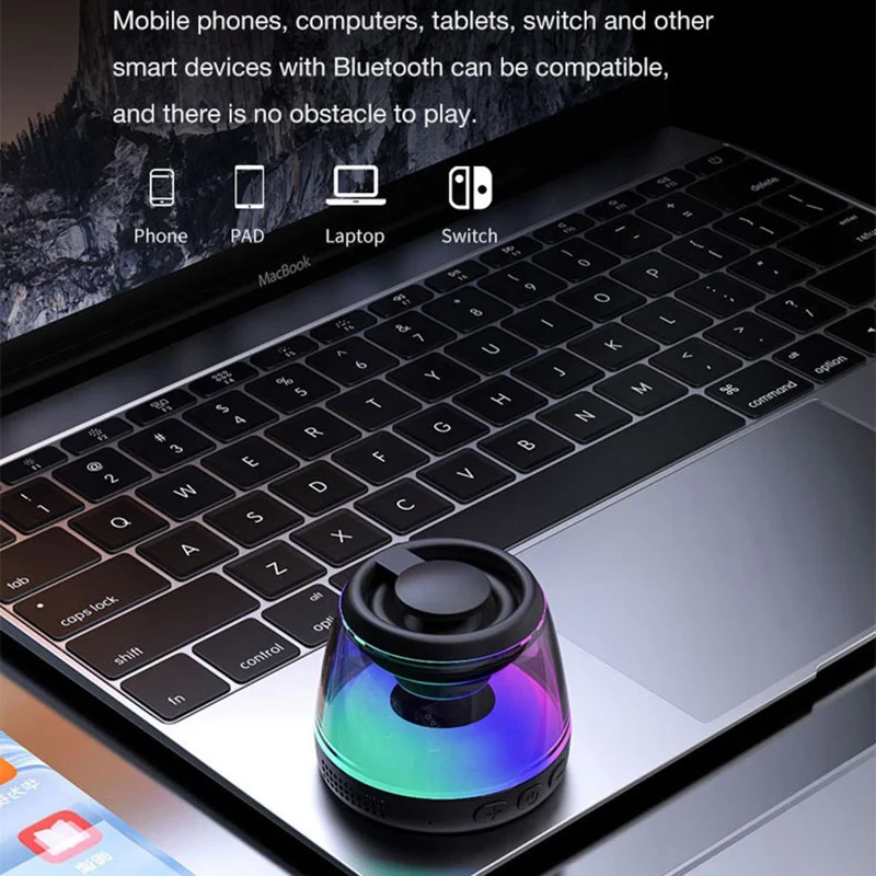 M2 Mini Bluetooth-compatible Speaker RGB Light Magnetic Wireless Audio Device Phone Holder Stand - White