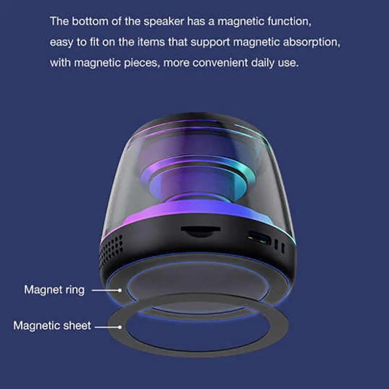 M2 Mini Bluetooth-compatible Speaker RGB Light Magnetic Wireless Audio Device Phone Holder Stand - White