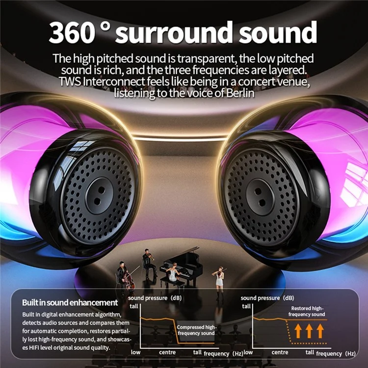 M88 Tragbarer Bluetooth-Lautsprecher mit RGB-Atmosphärenbeleuchtung, Gyro-Rotation und kabellosem Lautsprecher