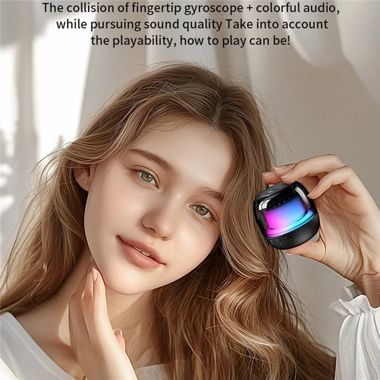 M88 Tragbarer Bluetooth-Lautsprecher mit RGB-Atmosphärenbeleuchtung, Gyro-Rotation und kabellosem Lautsprecher