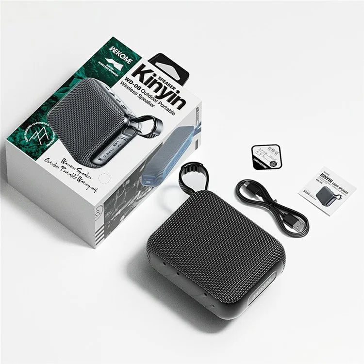 WEKOME WD-08 Portable Bluetooth-compatible Speaker Wireless Audio Device with 1200mAh Long Battery Life - Black