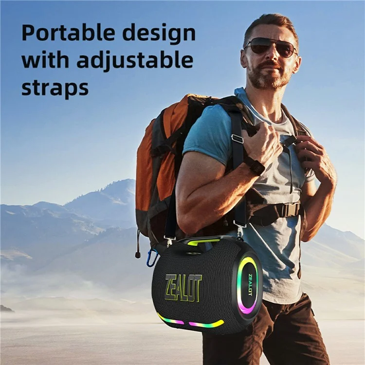 ZEALOT ZE01 120W Portable Bluetooth-compatible Speaker HIFI Stereo Bass Sound Wireless TWS Subwoofer - Black