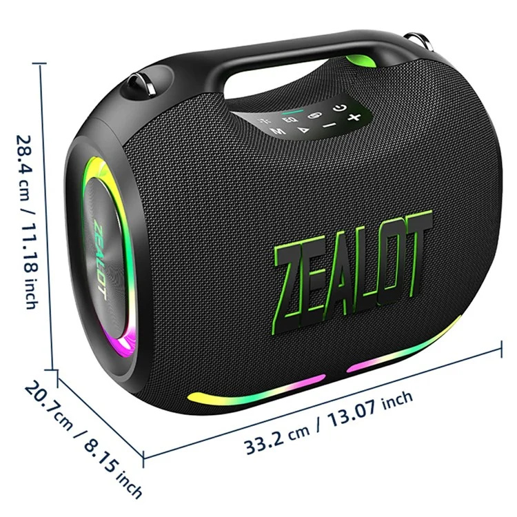 ZEALOT ZE01 120W Portable Bluetooth-compatible Speaker HIFI Stereo Bass Sound Wireless TWS Subwoofer - Black
