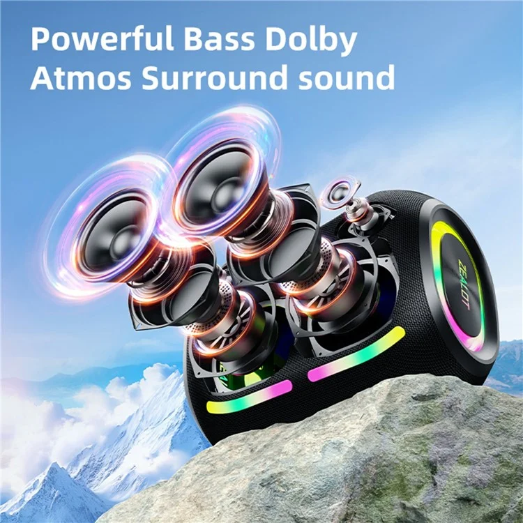 ZEALOT ZE01 120W Portable Bluetooth-compatible Speaker HIFI Stereo Bass Sound Wireless TWS Subwoofer - Black