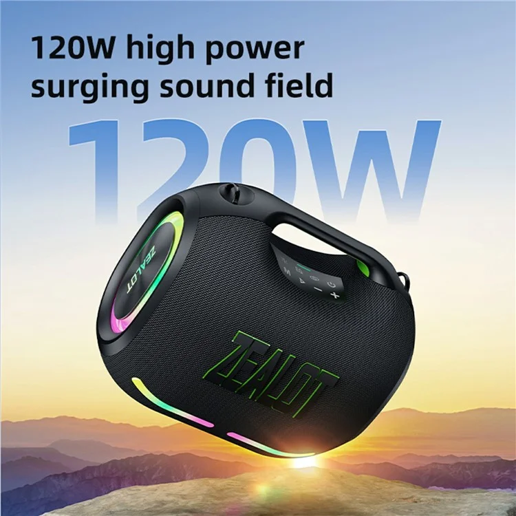 ZEALOT ZE01 120W Portable Bluetooth-compatible Speaker HIFI Stereo Bass Sound Wireless TWS Subwoofer - Black
