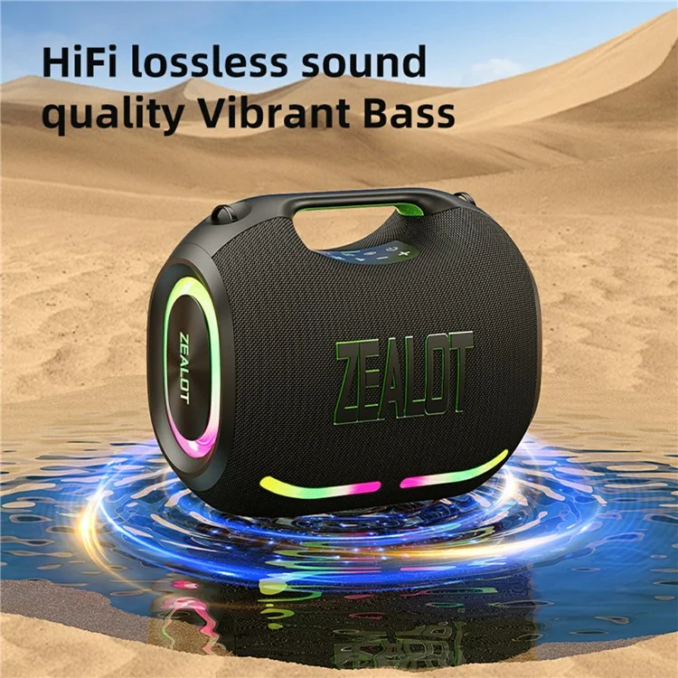 ZEALOT ZE01 120W Portable Bluetooth-compatible Speaker HIFI Stereo Bass Sound Wireless TWS Subwoofer - Black