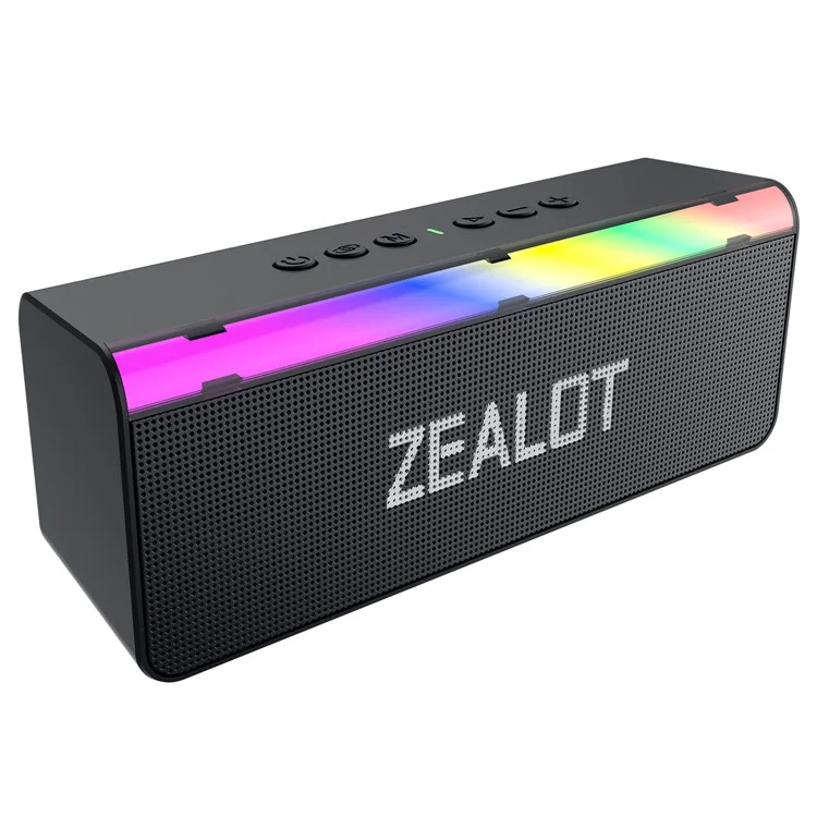 ZEALOT S72 Enceinte Bluetooth portable de 20W, BT5.4 avec Caisson de basses et Éclairage LED, Compatible carte TF et Clé USB