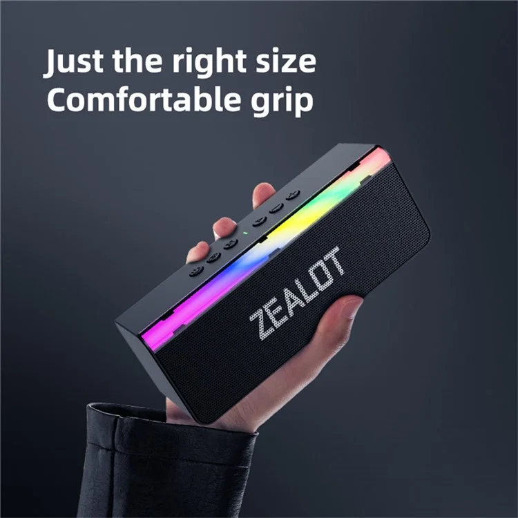 ZEALOT S72 Enceinte Bluetooth portable de 20W, BT5.4 avec Caisson de basses et Éclairage LED, Compatible carte TF et Clé USB