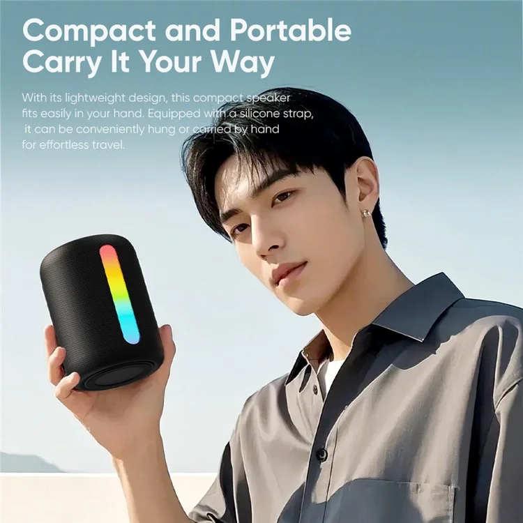 ROCK S56 Fabric Mesh BT Speaker with Ambient Light Stereo Sound Multi-Connection Portable Speaker