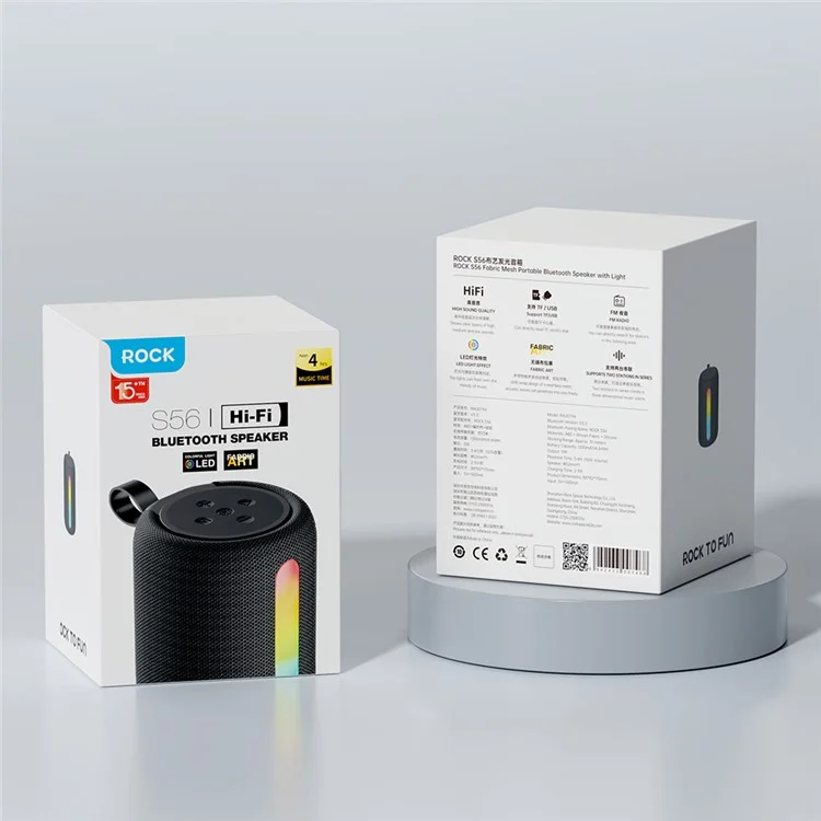 ROCK S56 Fabric Mesh BT Speaker with Ambient Light Stereo Sound Multi-Connection Portable Speaker