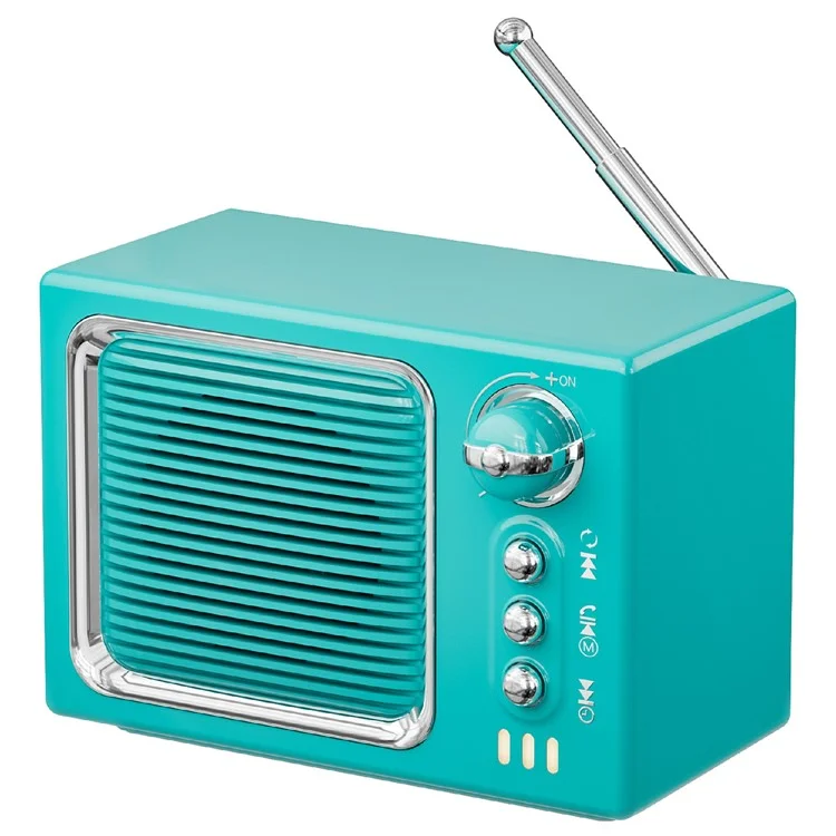 BT 5.0 White Noise Sleep Speaker Retro Mini TV Design Sound Box Wireless Music Player with FM Radio - Baby Blue