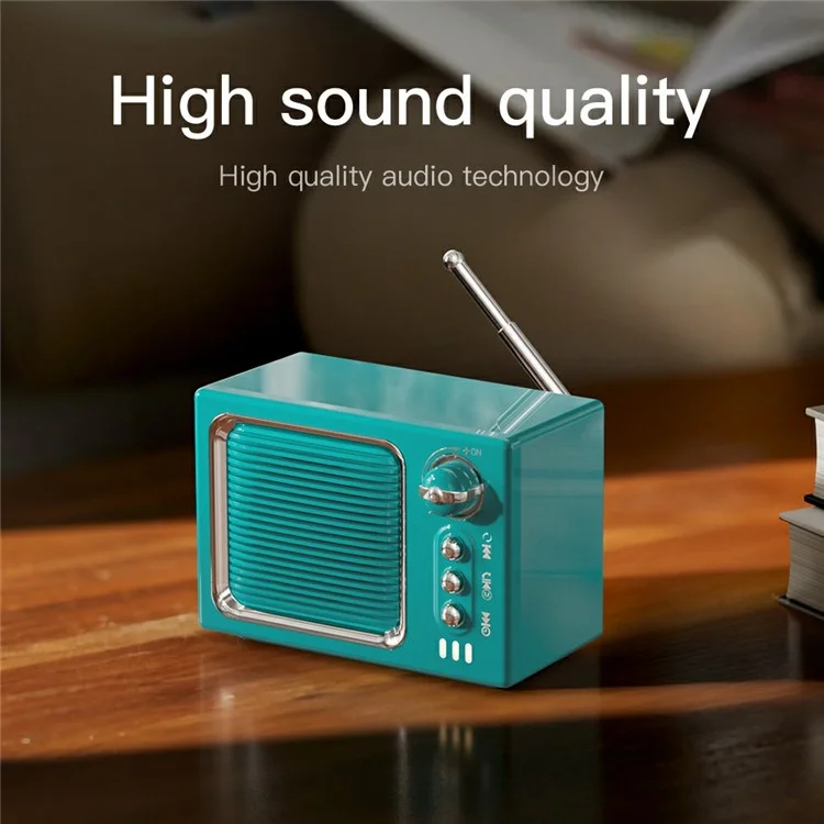 BT 5.0 White Noise Sleep Speaker Retro Mini TV Design Sound Box Wireless Music Player with FM Radio - Baby Blue