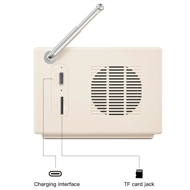 BT 5.0 White Noise Sleep Speaker Retro Mini TV Design Sound Box Wireless Music Player with FM Radio - Dark Grey
