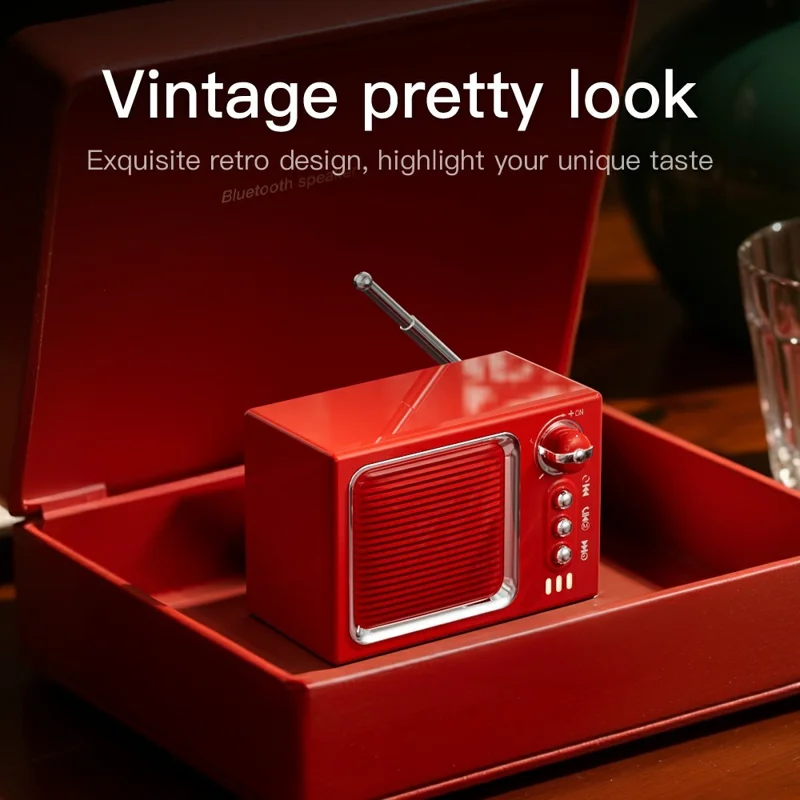 BT 5.0 White Noise Sleep Speaker Retro Mini TV Design Sound Box Wireless Music Player with FM Radio - Dark Grey