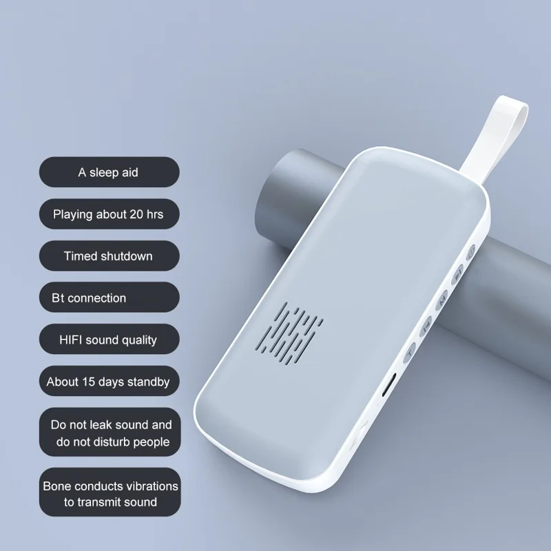 SMB-03 Bone Conduction Sleep Speaker Mini Wireless Bluetooth-Compatible Under Pillow Speaker - Grey+White