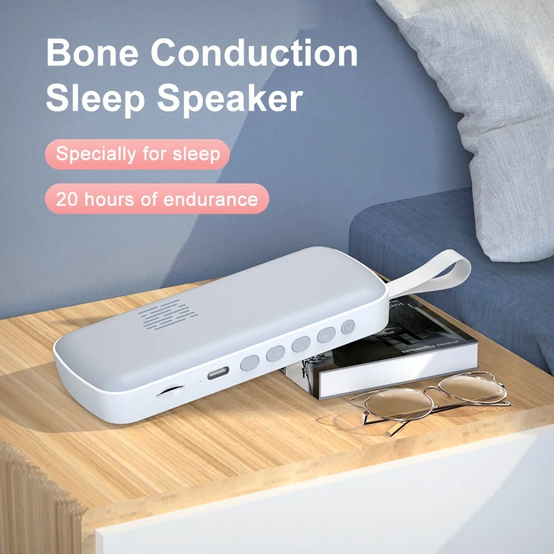 SMB-03 Bone Conduction Sleep Speaker Mini Wireless Bluetooth-Compatible Under Pillow Speaker - Grey+White