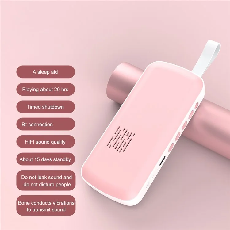 SMB-03 Bone Conduction Sleep Speaker Mini Wireless Bluetooth-Compatible Under Pillow Speaker - Pink+White