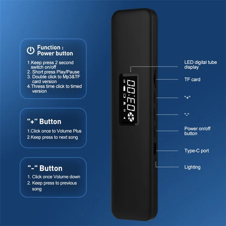 SMB-04 Smart Bone Conduction Bluetooth-Compatible Under Pillow Speaker Sleep Aid Mini White Noise Music Box - Black