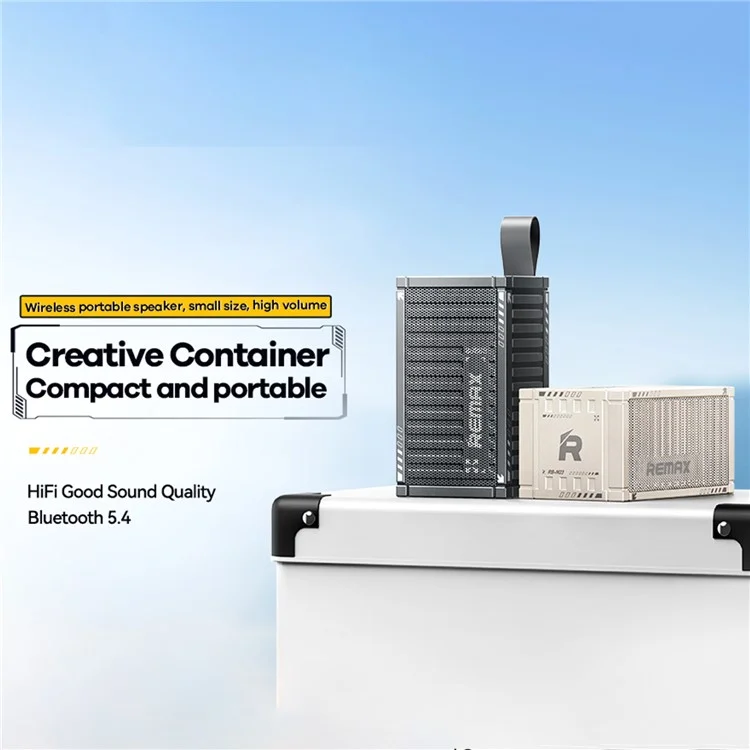 Caixa de som portátil sem fio REMAX RB-M23 com design de contêiner, compatível com Bluetooth - Preto