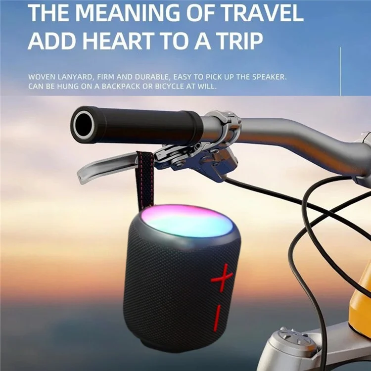 T&G TG443 Wireless Portable Speaker Aurora Atmosphere Light Bluetooth-Compatible TWS Stereo Bass Speaker - Black
