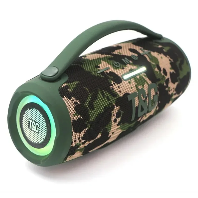T&G TG418 Portable 30W Bass Bluetooth-Compatible Speaker High Volume Colorful LED Light Subwoofer - Camouflage