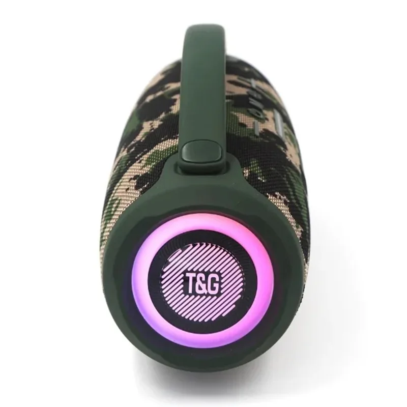 T&G TG418 Portable 30W Bass Bluetooth-Compatible Speaker High Volume Colorful LED Light Subwoofer - Camouflage