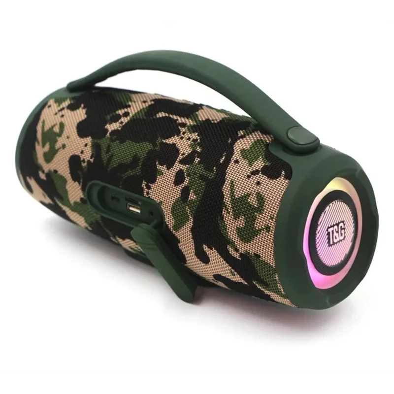 T&G TG418 Portable 30W Bass Bluetooth-Compatible Speaker High Volume Colorful LED Light Subwoofer - Camouflage