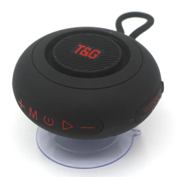 T&G TG442 Altavoz Bluetooth Impermeable para Baño con Ventosa, Reproductor de Audio Inalámbrico Portátil con Soporte para Tarjeta TF - Negro