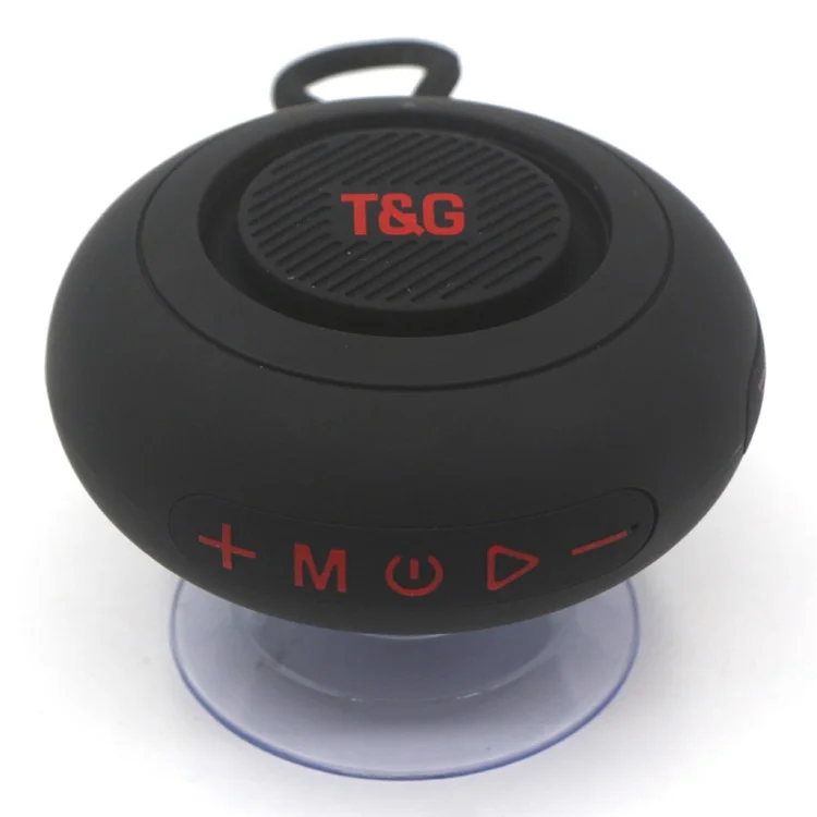 T&G TG442 Altavoz Bluetooth Impermeable para Baño con Ventosa, Reproductor de Audio Inalámbrico Portátil con Soporte para Tarjeta TF - Negro