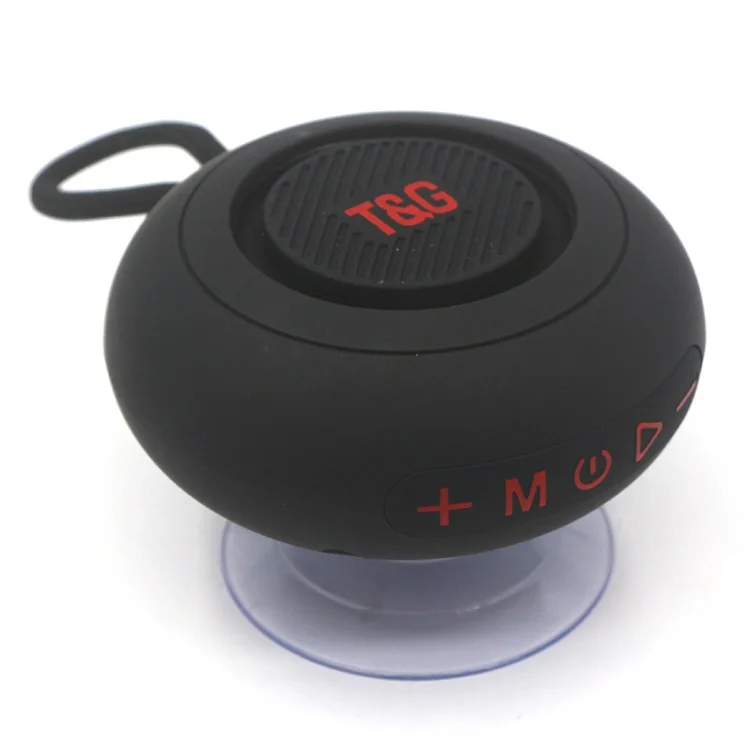 T&G TG442 Altavoz Bluetooth Impermeable para Baño con Ventosa, Reproductor de Audio Inalámbrico Portátil con Soporte para Tarjeta TF - Negro