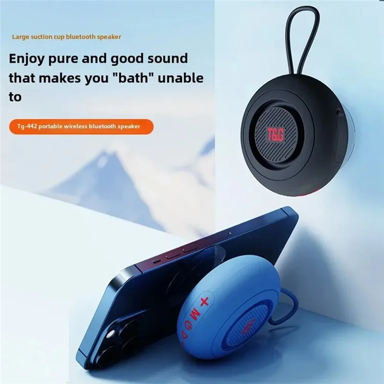 T&G TG442 Altavoz Bluetooth Impermeable para Baño con Ventosa, Reproductor de Audio Inalámbrico Portátil con Soporte para Tarjeta TF - Negro
