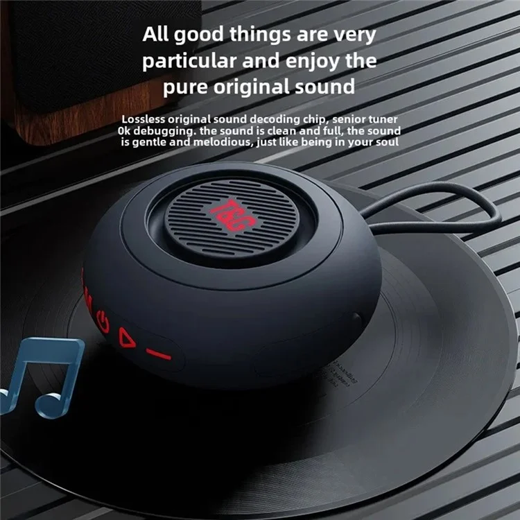 T&G TG442 Altavoz Bluetooth Impermeable para Baño con Ventosa, Reproductor de Audio Inalámbrico Portátil con Soporte para Tarjeta TF - Negro