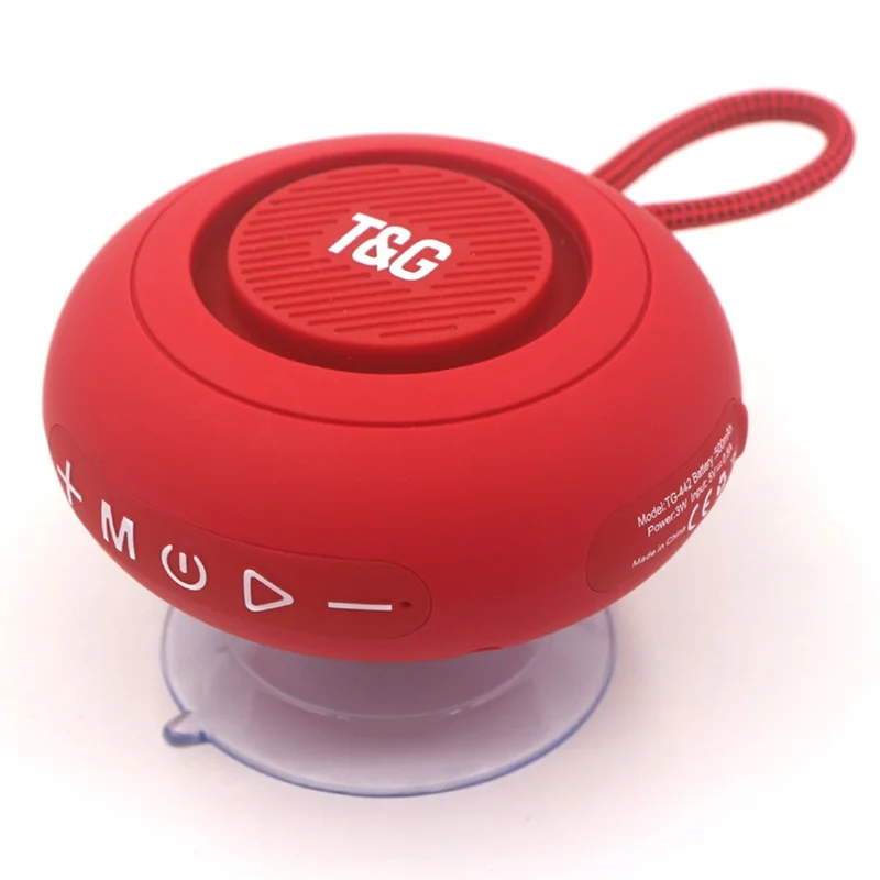 T&G TG442 Bathroom Waterproof Suction Cup Bluetooth-Compatible Speaker Portable TWS Wireless Audio Player Support TF Card - Red