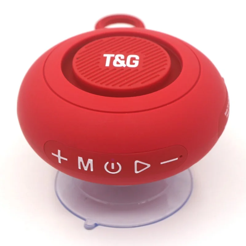 T&G TG442 Bathroom Waterproof Suction Cup Bluetooth-Compatible Speaker Portable TWS Wireless Audio Player Support TF Card - Red