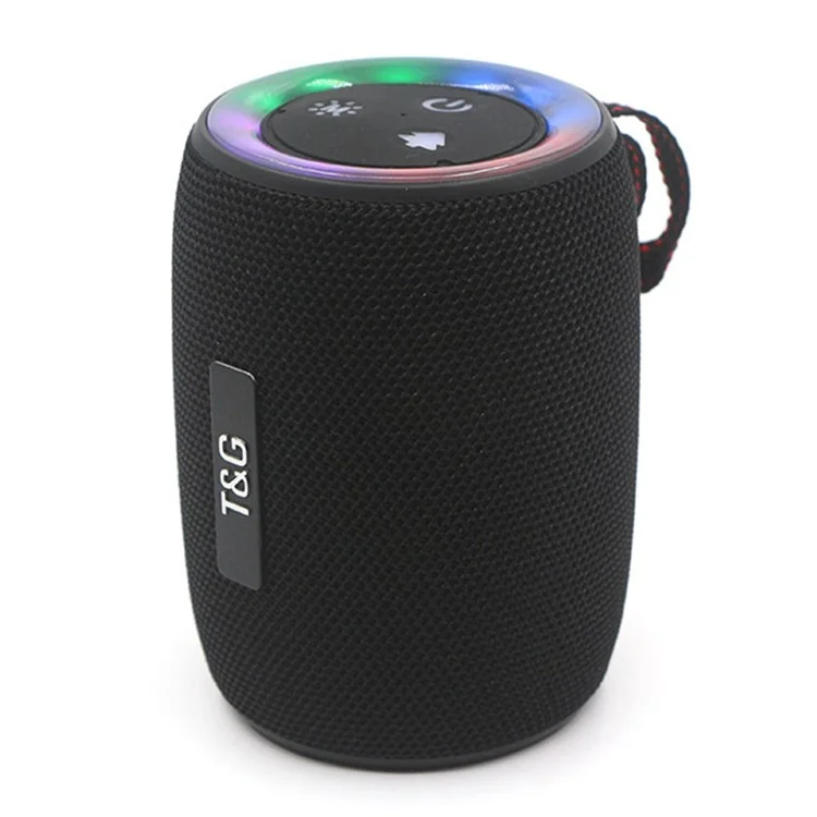 T&G TG434 Portable Wireless Bluetooth-Compatible Speaker LED Light Bass Sound with Handle Strap - Black