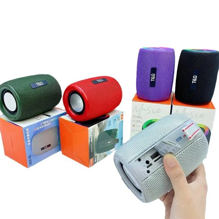 T&G TG434 Portable Wireless Bluetooth-Compatible Speaker LED Light Bass Sound with Handle Strap - Black