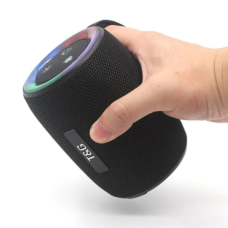T&G TG434 Portable Wireless Bluetooth-Compatible Speaker LED Light Bass Sound with Handle Strap - Black