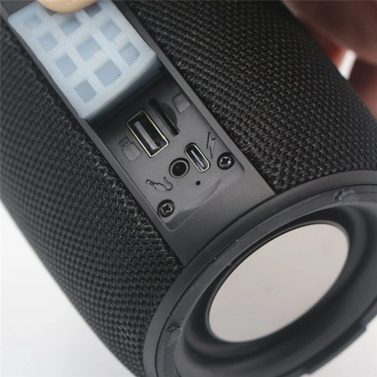 T&G TG434 Portable Wireless Bluetooth-Compatible Speaker LED Light Bass Sound with Handle Strap - Black