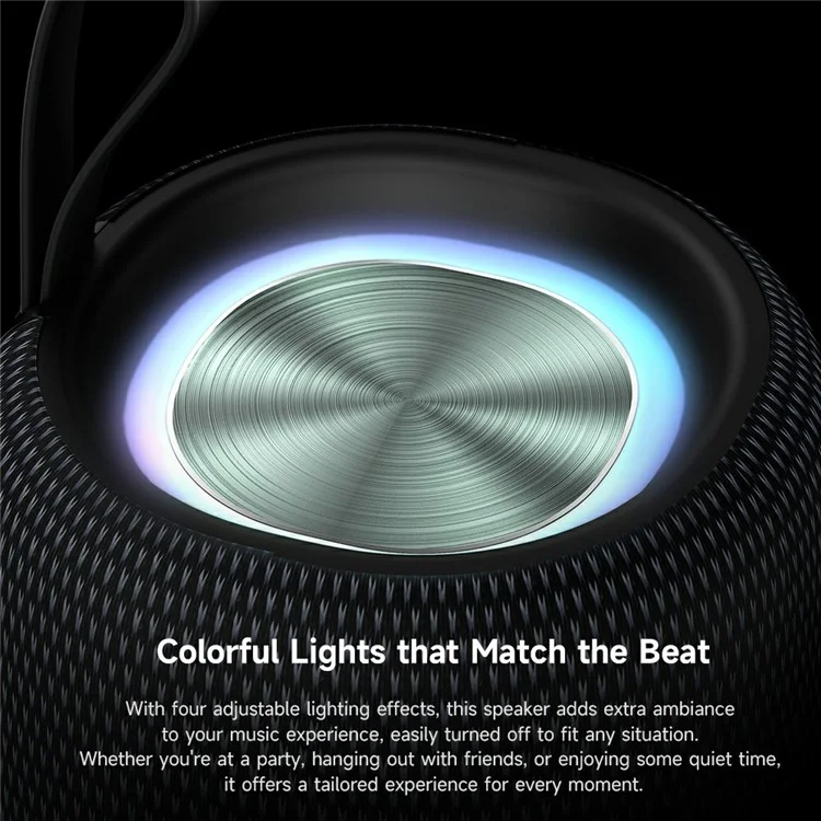 MCDODO BS-1410 Enceinte Portable Bluetooth Compatible Audio Sans Fil avec Lumières Colorées Étanche IPX4