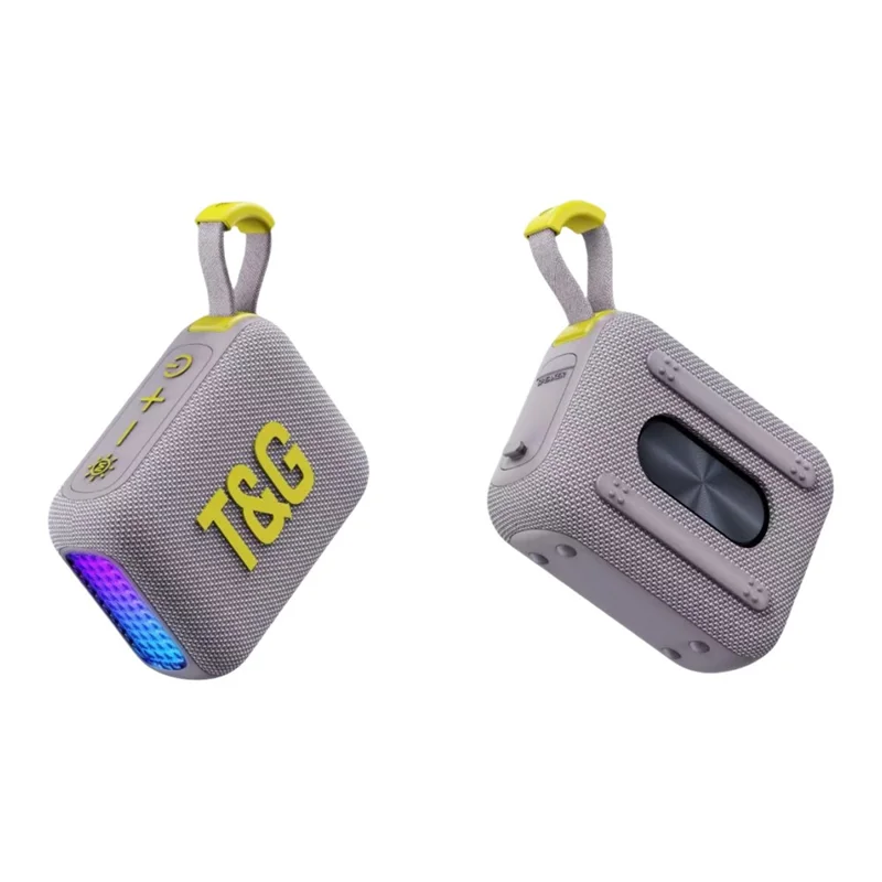 T&G TG445MINI LED Colorful Lights Bluetooth-Compatible Speaker Portable Outdoor Music Player Support TF Card - Grey