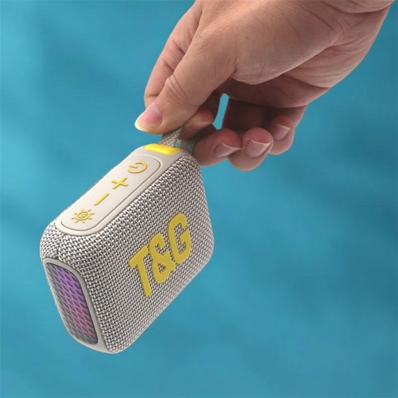 T&G TG445MINI LED Colorful Lights Bluetooth-Compatible Speaker Portable Outdoor Music Player Support TF Card - Grey