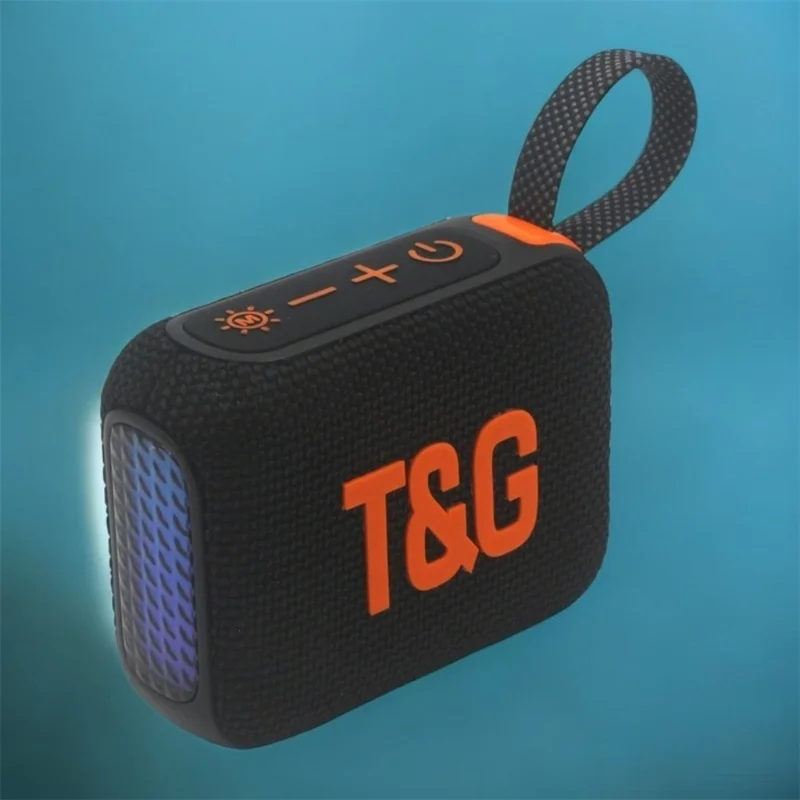T&G TG445MINI Colunas Portáteis com Luzes Coloridas Compatíveis com Bluetooth Leitor de Música Portátil para Exterior Suporte Cartão TF - Preto