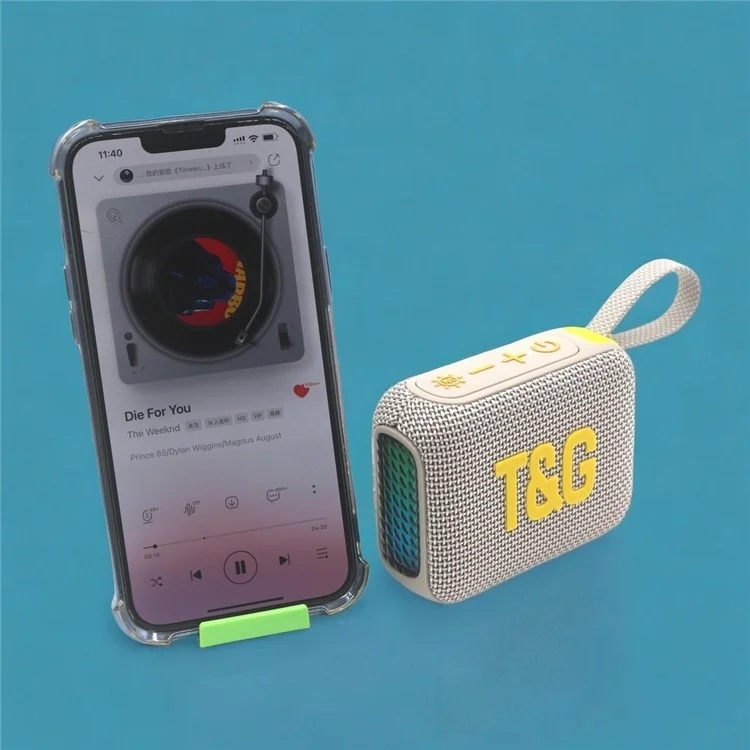 T&G TG445MINI Colunas Portáteis com Luzes Coloridas Compatíveis com Bluetooth Leitor de Música Portátil para Exterior Suporte Cartão TF - Preto