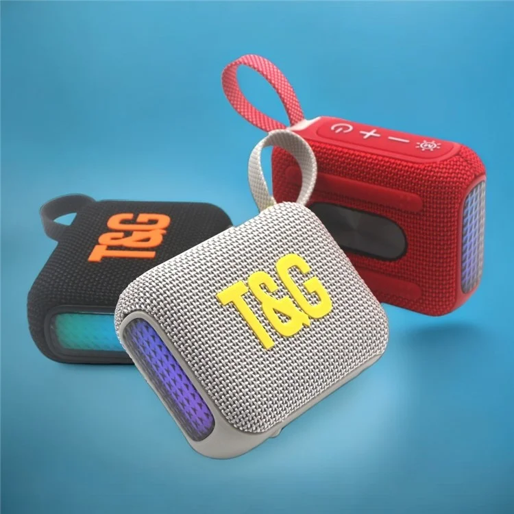 T&G TG445MINI Colunas Portáteis com Luzes Coloridas Compatíveis com Bluetooth Leitor de Música Portátil para Exterior Suporte Cartão TF - Preto