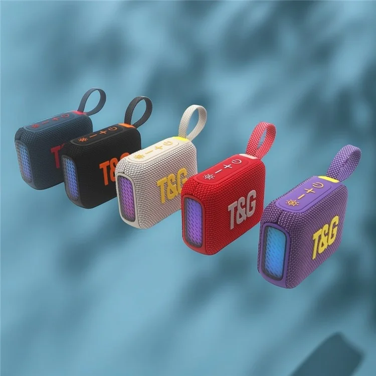 T&G TG445MINI Colunas Portáteis com Luzes Coloridas Compatíveis com Bluetooth Leitor de Música Portátil para Exterior Suporte Cartão TF - Preto