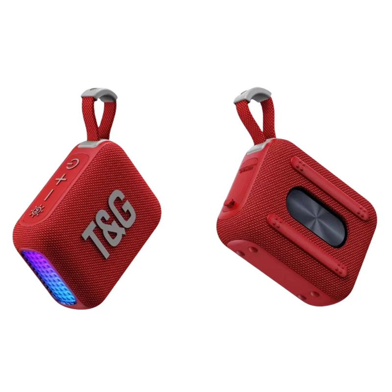 T&G TG445MINI LED Colorful Lights Bluetooth-Compatible Speaker Portable Outdoor Music Player Support TF Card - Red